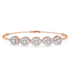 14ct Rose Gold Soleia Halo Pear Lab Diamond openable bracelet (5 Ct. Tw.) front image