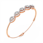 14ct Rose Gold Soleia Halo Pear Lab Diamond openable bracelet (5 Ct. Tw.) right