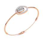 14kt Rose Gold Vivienne Halo Oval Lab Diamond openable bracelet (5 Ct. Tw.) right