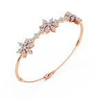14ct Rose Gold Flora Marquise Lab Diamond openable bracelet (3 Ct. Tw.) right