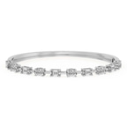 14kt White Gold Emerald & Oval Fusion Lab Diamond Openable Bangle Bracelet (1 Ct. Tw.) front image