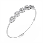 14kt White Gold Soleia Halo Pear Lab Diamond openable bracelet (4 Ct. Tw.) right