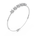 14ct White Gold Linea Princess Lab Diamond openable bracelet (1 Ct. Tw.) right
