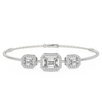 14ct White Gold Verde Halo Emerald Lab Diamond openable bracelet (1 Ct. Tw.) front image