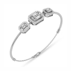 14ct White Gold Verde Halo Emerald Lab Diamond openable bracelet (1 Ct. Tw.) right