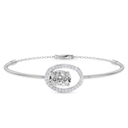 14ct White Gold Vivienne Halo Oval Lab Diamond openable bracelet (3 Ct. Tw.) front image
