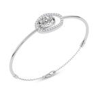 14ct White Gold Vivienne Halo Oval Lab Diamond openable bracelet (3 Ct. Tw.) right