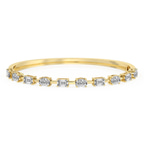 14ct Yellow Gold Emerald & Oval Fusion Lab Diamond Openable Bangle Bracelet (3 Ct. Tw.) front image