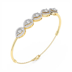 14kt Yellow Gold Soleia Halo Pear Lab Diamond openable bracelet (3 Ct. Tw.) right
