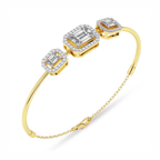 14kt Yellow Gold Verde Halo Emerald Lab Diamond openable bracelet (4 Ct. Tw.) right