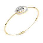 14kt Yellow Gold Vivienne Halo Oval Lab Diamond openable bracelet (4 Ct. Tw.) right