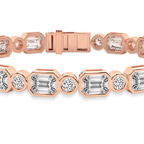 10kt Rose Gold Amalthea Emerald and Round Lab Diamond Tennis Bracelet (3 Ct. Tw.) right