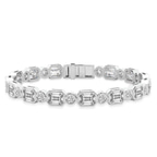14kt White Gold Amalthea Emerald and Round Lab Diamond Tennis Bracelet (3 Ct. Tw.) front image