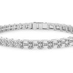 14kt White Gold Clemencia Emerald and Round Lab Diamond Tennis Bracelet (20 Ct. Tw.) right