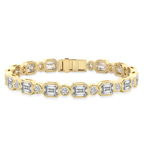 10kt Yellow Gold Amalthea Emerald and Round Lab Diamond Tennis Bracelet (10 Ct. Tw.) front image