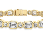 10kt Yellow Gold Amalthea Emerald and Round Lab Diamond Tennis Bracelet (10 Ct. Tw.) right