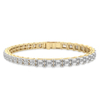 10kt Yellow Gold Clemencia Emerald and Round Lab Diamond Tennis Bracelet (25 Ct. Tw.) front image