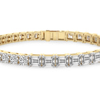 10kt Yellow Gold Clemencia Emerald and Round Lab Diamond Tennis Bracelet (25 Ct. Tw.) right
