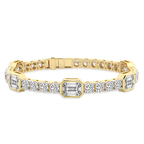 10kt Yellow Gold Gina Emerald and Round Lab Diamond Tennis Bracelet (4 Ct. Tw.) front image