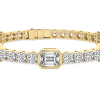 10kt Yellow Gold Gina Emerald and Round Lab Diamond Tennis Bracelet (4 Ct. Tw.) right