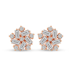 9ct Rose Gold Peony Flower Fashion Lab Diamond Stud Earrings (2 Ct. Tw.) front image