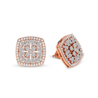 10kt Rose Gold Scabiosa Flower Fashion Lab Diamond Stud Earrings (3 Ct. Tw.) left
