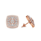 10kt Rose Gold Scabiosa Flower Fashion Lab Diamond Stud Earrings (3 Ct. Tw.) right
