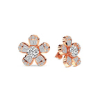 10kt Rose Gold Periwinkle Flower Fashion Lab Diamond Stud Earrings (3 Ct. Tw.) left