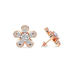 10kt Rose Gold Periwinkle Flower Fashion Lab Diamond Stud Earrings (3 Ct. Tw.) right