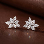 14kt Rose Gold Cosmos Flower Fashion Lab Diamond Stud Earrings (3 Ct. Tw.) color product image one