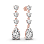 9ct Rose Gold Pear and Round Fashion Lab Diamond Dangle Earrings (1 Ct. Tw.) left