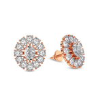 14kt Rose Gold Dahlia Flower Fashion Lab Diamond Stud Earrings (3 Ct. Tw.) left