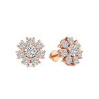 10kt Rose Gold Magnolia Flower Fashion Lab Diamond Stud Earrings (4 Ct. Tw.) left