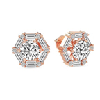 10kt Rose Gold Rafflesia Flower Fashion Lab Diamond Stud Earrings (1 Ct. Tw.) left