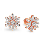 9ct Rose Gold Sunflower Fashion Lab Diamond Stud Earrings (2 Ct. Tw.) left