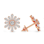 9ct Rose Gold Sunflower Fashion Lab Diamond Stud Earrings (2 Ct. Tw.) right
