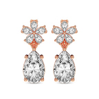 14kt Rose Gold Iris Bloom Flower Fashion Lab Diamond Dangle Earrings (4 Ct. Tw.) front image