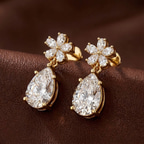 14kt Rose Gold Iris Bloom Flower Fashion Lab Diamond Dangle Earrings (4 Ct. Tw.) color product image one