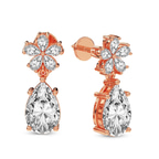 14kt Rose Gold Iris Bloom Flower Fashion Lab Diamond Dangle Earrings (4 Ct. Tw.) side right image one