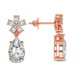 14kt Rose Gold Iris Bloom Flower Fashion Lab Diamond Dangle Earrings (4 Ct. Tw.) standing product image one