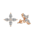 14kt Rose Gold Charmed Clover Flower Fashion Lab Diamond Stud Earrings (5 Ct. Tw.) standing product image one