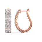 9ct Rose Gold Gracie Double Row Round Lab Diamond Hoop Earrings (2 Ct. Tw.) left