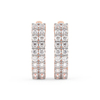 9ct Rose Gold Gracie Double Row Round Lab Diamond Hoop Earrings (2 Ct. Tw.) right