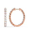 9ct Rose Gold Rylee Round Lab Diamond Hoop Earrings (1 Ct. Tw.) left