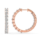 14kt Rose Gold Willa Emerald & Round Lab Diamond Hoop Earrings (6 Ct. Tw.) side right image one