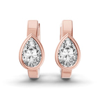 14ct Rose Gold Raindrop Single Pear Lab Diamond Huggie Earrings (1 Ct. Tw.) left