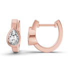 14ct Rose Gold Raindrop Single Pear Lab Diamond Huggie Earrings (1 Ct. Tw.) right