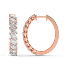 9ct Rose Gold April Marquise Lab Diamond Hoop Earrings (3 Ct. Tw.) side right image one