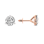 10kt Rose Gold Three Prong Martini Round Lab Diamond Stud Earrings (2 Ct. Tw.) side right image one