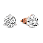10kt Rose Gold Three Prong Martini Round Lab Diamond Stud Earrings (2 Ct. Tw.) standing product image one